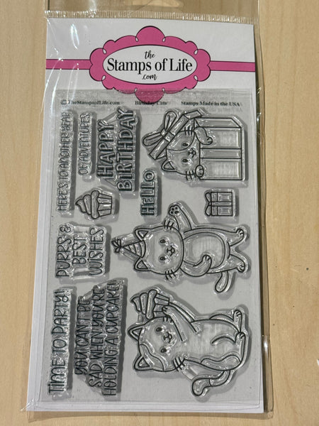 Stamps of Life Birthday Cats stamps, stencil, & dies