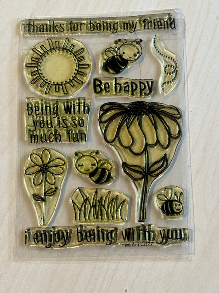Hero Arts Be Happy Bees/Flowers