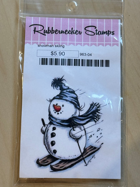 Rubbernecker Skiing Snowman stamp
