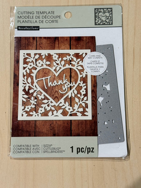 Recollections Thank You Heart cover plate die
